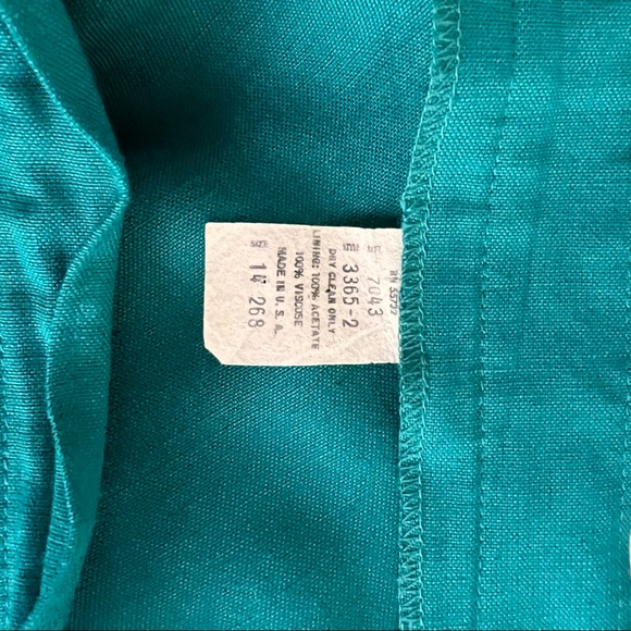 80s Vintage High Waisted Midi Skirt in Teal - Picture 3 of 4